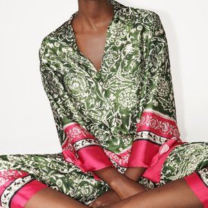 NWT ZARA OVERSIZED PRINTED SHIRT & ANKLE-GRAZER PANTS XS $100